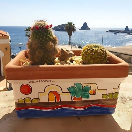 Handmade Rectangular planter Dammusi De Simone sicilian pottery Handmade Rectangular planter Dammusi De Simone sicilian pottery